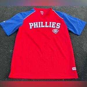 Stitches Philadelphia Phillies MLB Men's Red/Blue V-Neck Short Sleeve Jersey M